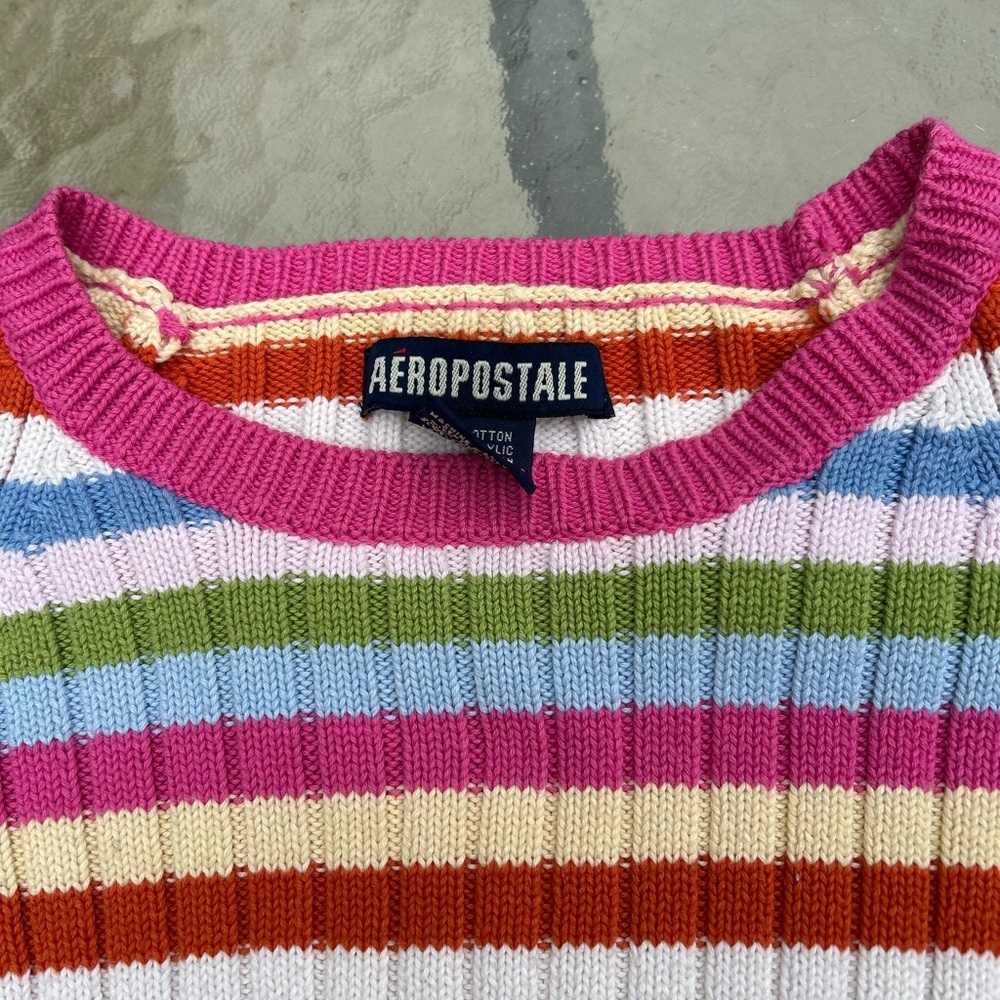 Vintage Aeropostale Y2K size M ribbed striped sweater Bella Elena friends - Picture 3 of 5